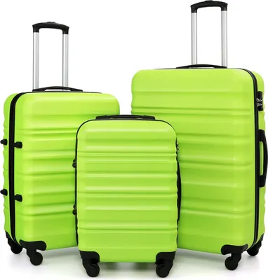 Produktbild von Hartschalen-Koffer Trolley Rollkoffer Reisekoffer mit TSA-Schloss und 4 Rollen (Grün, Koffer-Set)