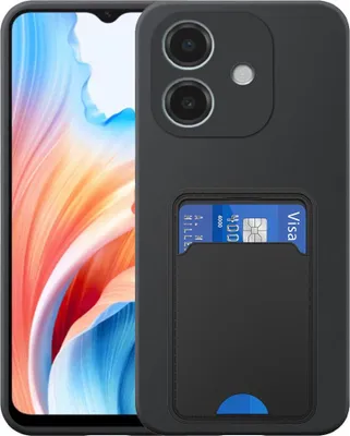 Produktbild von Geeignet für Oppo A59 Phone Case mit TPU Kartenhalter - Flexible Back Cover Case Silikon TPU mit Cardslot - Schwarz - Smartphonica