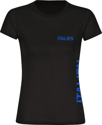 Produktbild von multifanshop Damen T-Shirt - Italien - Brust & Seite, schwarz, Größe XL
