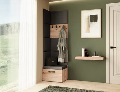 Produktbild von Garderobe MARGARET V, Farbe: Artisan+Jasmine100 mit gepolsterten Paneelen und Kleiderhaken
