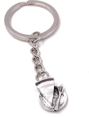 Produktbild von Onwomania Schlüsselanhänger Torte Tortenstück Kaffee Kuchen Gebäck Kränzchen Metall Anhänger Charm