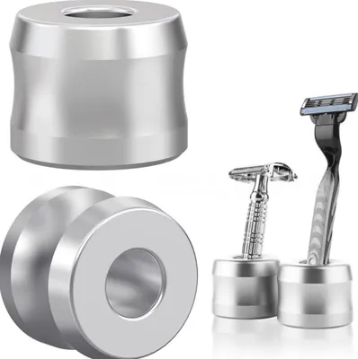 Produktbild von INF Rasierständer aus Aluminiumlegierung - Sichere Halterung für Nassrasierer Silber