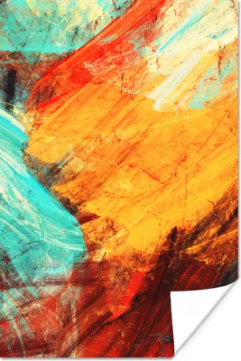 Produktbild von MuchoWow® Poster Gemälde - Abstrakt - Öl 60x90 cm - Wanddekoration
