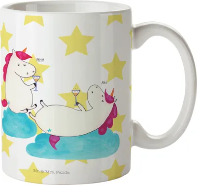 Produktbild von Mr. & Mrs. Panda Becher Einhorn Sekt - Weiß - Geschenk, Tasse, Keramiktasse, Spaß, Party, Freundin, schöne, Trinkbecher, Unicorn, Kaffeetasse