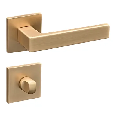 Produktbild von Gavroche Türgriffe Set WC/Bad Türklinken für Innentüren in Matt Gold Drückergarnitur für Zimmertür mit eckiger Rosettengarnitur aus Zink