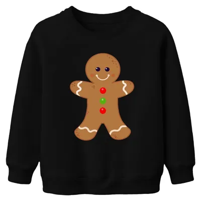 Produktbild von Lebkuchenmann süß Weihnachten Plätzchen Keks festlich Kinder Sweatshirt Pullover, Schwarz, 116