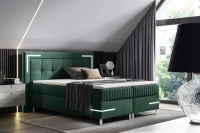 Produktbild von Boxspringbett Schlafzimmerbett 180x200cm AMORE Nr.1 Grün inkl. LED-Beleuchtung
