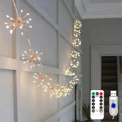 LED-Lichterkette Feuerwerk USB 8 Modi 50 LEDs 5-in-1
