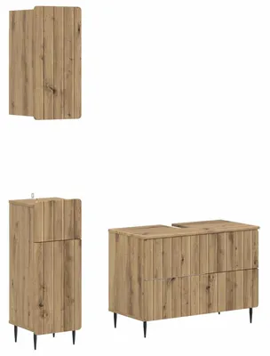 Immagine prodotto di vidaXL Sistema di mobili da bagno in 3 pezzi, modello ZWOLLE, finitura "Artisan" effetto legno di quercia