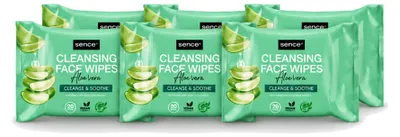 Produktbild von 6 x Sence Aloe Vera Gesichtsreinigungstücher - 20 Stück - Vorteilspackung - 6 Stücke