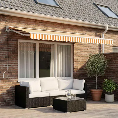Imagen del producto de Maison Exclusive - Toldo enrollable, amarillo y blanco a rayas, 500 cm