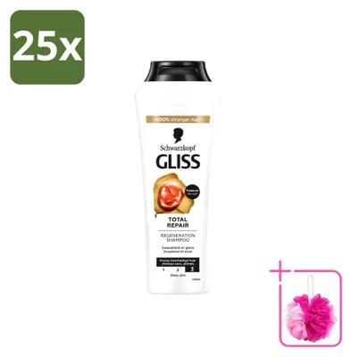 Obrázek produktu pro 25 kusů šamponu Schwarzkopf Gliss Total Repair, 250 ml – intenzivní péče o vlasy, výhodná sada