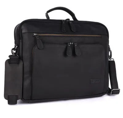 Produktbild von Benthill Laptoptasche Echt-Leder I Leder Umhängetasche für Laptop I Aktentasche für Notebook I Damen und Herren Tasche I Notebooktasche