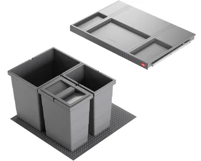 Produktbild von HAILO Abfallsorter 3301631 ALLEGRO 295 18/8/8/D dunkelgrau mit 34 Liter Abfallvolumen für 60 cm Schrankbreite