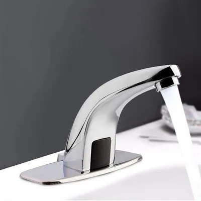 Obrázek produktu pro Automatická mosazná baterie s infračerveným senzorem – bezdotykové ovládání. Bezdotyková umyvadlová baterie s dosahem 30 cm