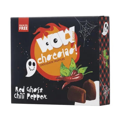 Produktbild von WOW Chocolao! Rote Geister-Chili-Schokoladentrüffel, Halloween-XL-Box 250 g