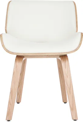 Produktbild von Miliboo - Design-Stuhl, weiß und helles Holz RUBBENS