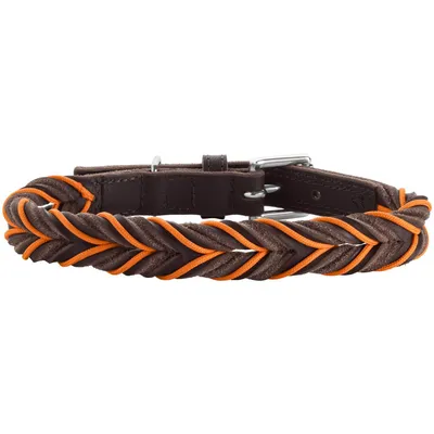 Produktbild von HUNTER Halsband Solid Education Cord M-L (60), dunkelbraun/türkis