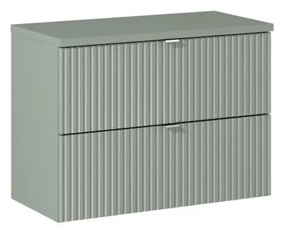 Produktbild von Waschbeckenunterschrank Mit Arbeitsplatte 80 cm  & Waschbeckenunterschrank (80 cm, 2 Schubladen), Line Reed Green L BM98 - Schilfgrün