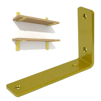 Produktbild von Goldene L-Winkelhalterung für Möbelregal 150 x 100 x 38 mm, 2 Stück