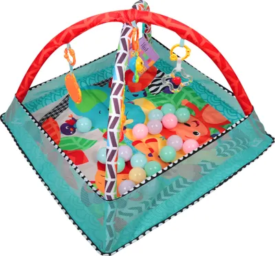 Produktbild von Baby Spieldecke,Krabbeldecke,Spielbogen mit 18 Bällen Laufstall, Spielplatz 80x80cm Blau