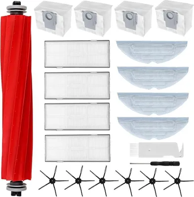 Produktbild von 21-Stück Zubehörset für Roborock S7+/ S7 Plus/ S7 MaxV/ S7 Maxy Ultra/ G10s Pro, 1 Hauptbürste, 4 Wischtücher, 6 Seitenbürsten, 4 HEPA Filter, 6 Staubbeutel, Saugroboter Ersatzteile Zubehör