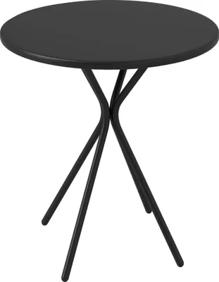Produktbild von Wetterfester Gartentisch Ø60x70 cm, Runder Balkontisch aus Stahl mit Fußpolster, Schwarz - Outdoor Esstisch für Terrasse