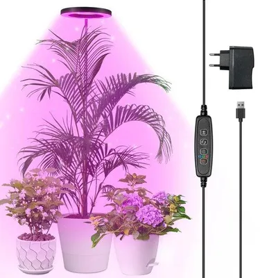 Zdjęcie produktu dla Lampa LED do roślin Unyqoos®, regulowana wysokość 30–147 cm – pełne spektrum (72 diody LED), 3 tryby i 10 poziomów regulacji jasności, timer 3/9/12 godzin, zasilana z gniazdka, przeznaczona do roślin doniczkowych