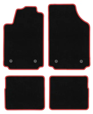 Produktbild von Fußmatten Automatten Velours Schwarz/Rot für Audi A2 2000-2005 Set 4-tlg