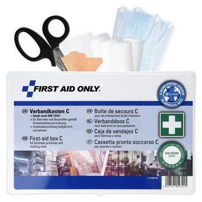 Produktbild von First Aid Only Verbandkasten C DIN 13157 | Erste Hilfe Koffer für Betriebe, Kfz und Haushalte gefüllt nach DIN 13157:2021 | Erfüllt Arbeitsstättenrichtlinien | P-51003 00