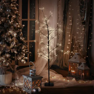 Produktbild von ECD Germany LED Baum 120 cm mit 240 warmweißen LEDs, Lichterbaum mit Timer, Leuchtbaum Innen & Außen IP44, Baum mit Beleuchtung für Weihnachten