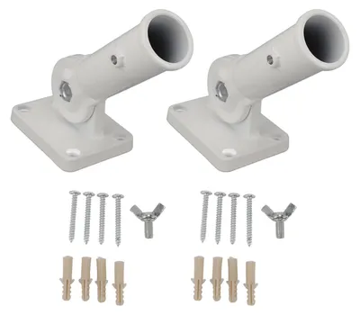 Image de 2 supports réglables pour mât de drapeau, en alliage d'aluminium, en métal, fixation murale, support multiposition à 180 degrés pour une utilisation en extérieur