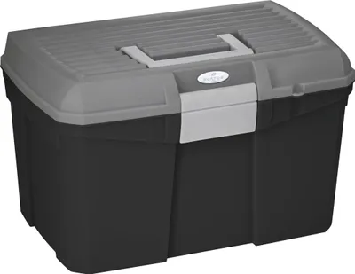 Aufbewahrungsbox für Pferdezubehör, Schwarz/Grau, 40 x 27,5 x 24,5 cm