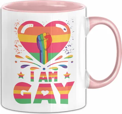 Produktbild von LGBTQ Tasse Geschenk Lesben Schuwle Geschenkidee Gay Pride I Am Gay Kaffee-Becher (Rosa)