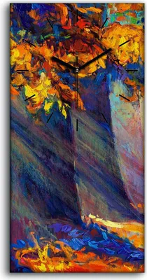 Produktbild von Wandbild Leinwand Bilder mit Uhr 30x60 Bild Landschafts Wälder Herbst Wald - schwarze Hände