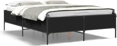 Obrázek produktu pro Rám postele černý 160x200 cm materiál na bázi dřeva a kovu