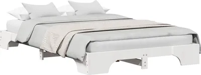 Produktbild von vidaXL Bettrahmen Weiß 135 x 190 cm Massives Kiefernholz