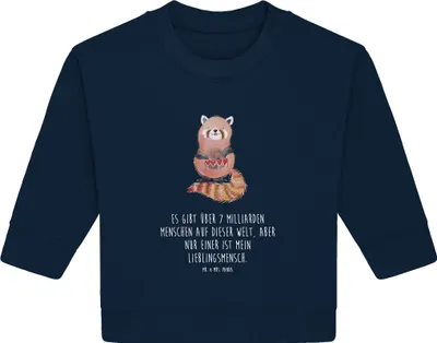 Produktbild von Mr. & Mrs. Panda Organic Baby Pullover Roter Panda 6. - 12. Monat - French Navy - Geschenk, Lustige Sprüche, Rot, Bullover, Liebe, Herz, Liebling, Lieblingsmensch