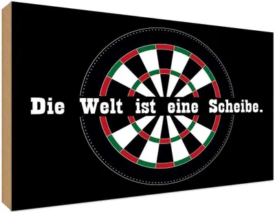 Produktbild von vianmo Holzschild 30x40 cm Dart die Welt ist eine Scheibe Sport Hobby