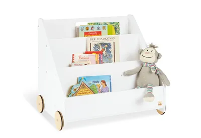 Image de Bibliothèque pour enfants avec roulettes 'Lasse', blanc