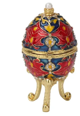 Image de Boîte à bijoux vintage en émail sur le thème de Pâques, décorée de strass, pour ranger vos petits objets, idéale comme cadeau