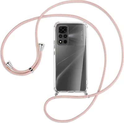 Produktbild von Handykette Backcover-Schutzhülle mit Band (Metall silberfarben) für Honor View 40 Pro (V40 Pro, 6.6'') - roségold