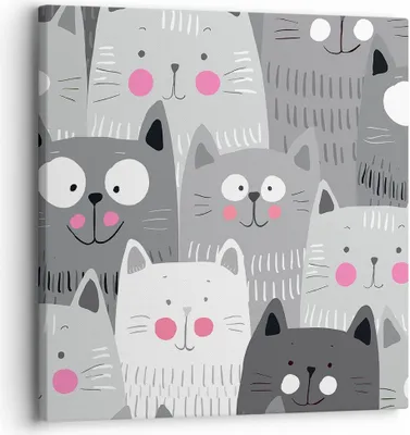Produktbild von Bild auf Leinwand - Leinwandbild - Kittys Tiere Illustration - 30x30cm - Wand Bild - Wanddeko - Leinwanddruck - Bilder - Kunstdruck - Wanddekoration - Leinwand bilder - Wandkunst - AC30x30-2890