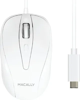 Produktbild von Macally UCTURBO Mac PC Maus optisch mit USB-C Kabel wei grau Thunderbolt 3 & 4