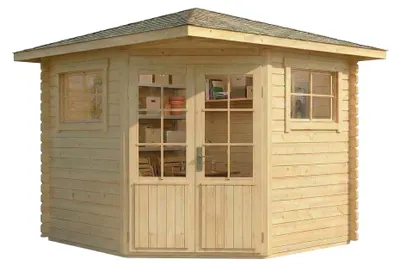 Produktbild von Alpholz 5-Eck Gartenhaus Sunny-B 269x269cm Naturbelassen 28mm Wandstärke