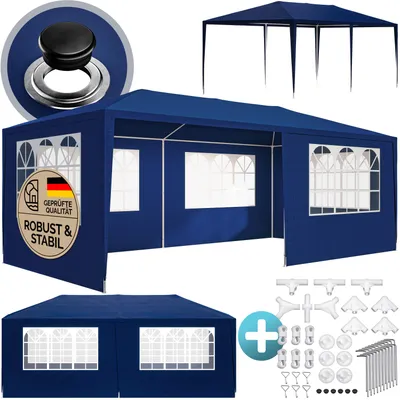 Produktbild von CASARIA® Pavillon 3x6m UV-Schutz 18m² Dachösen Wasserabweisend 6 Seitenteile Stabil Festival Festzelt Partyzelt Fenster Gartenzelt Fest Blau