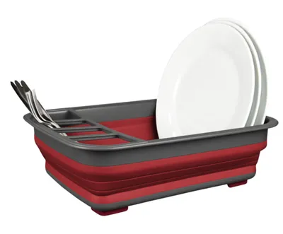 Produktbild von ABTROPFGITTER faltbar 36x31cm Rot Abtropfgestell Abtropfständer Geschirrständer Abtropfkorb Korb Camping 39