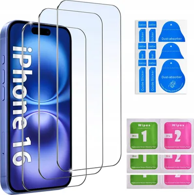Zdjęcie produktu dla 3x SZKŁO HARTOWANE 9H do iPhone 16 SZYBKA