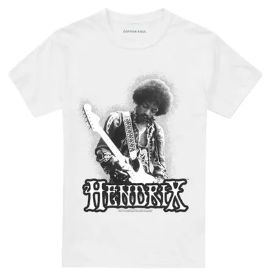 Image de T-shirt Jimi Hendrix, modèle unie pour hommes et femmes, aspect vintage, référence TV36592 (taille S), couleur blanche