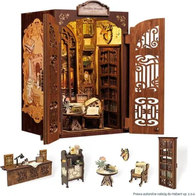 Image de Habarri | DIY Book Nook - Le club de lecture - Puzzle 3D - Kit maison miniature avec meubles et lumière LED - Kit coin de livre